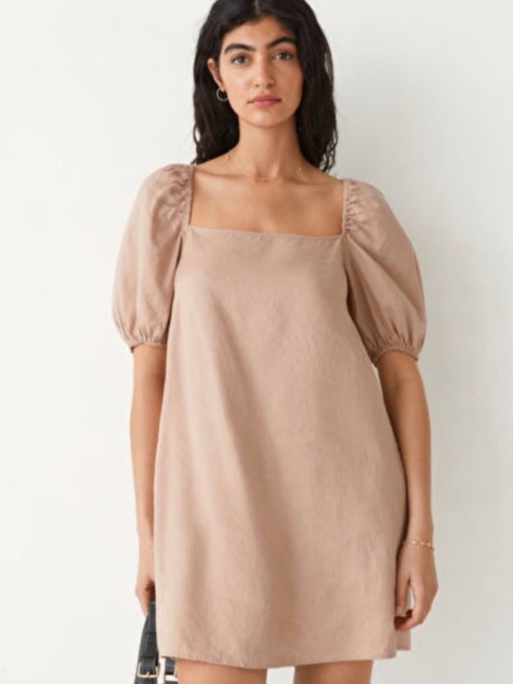 & Other Stories Blush Square-Neck Puff Sleeve Mini Dress